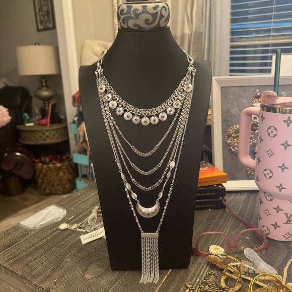⚜️ Lucky Brand Layered Silver Necklace & Blue Enamel Wave Bracelet ⚜️ - Picture 2 of 13